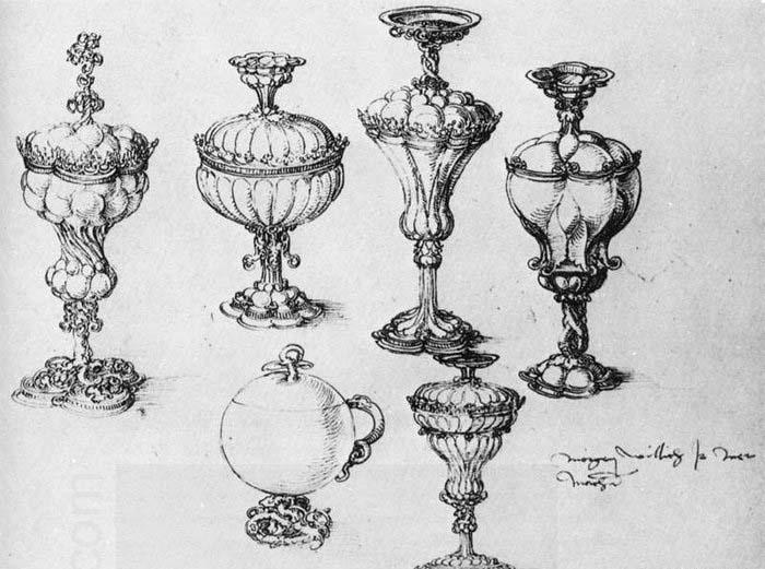 Albrecht Durer Six Goblets - Pen